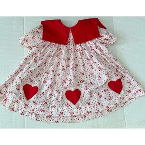 Vintage Toddler Baby Girl Hearts Valentines Day Full Circle Dress size 2T 3T